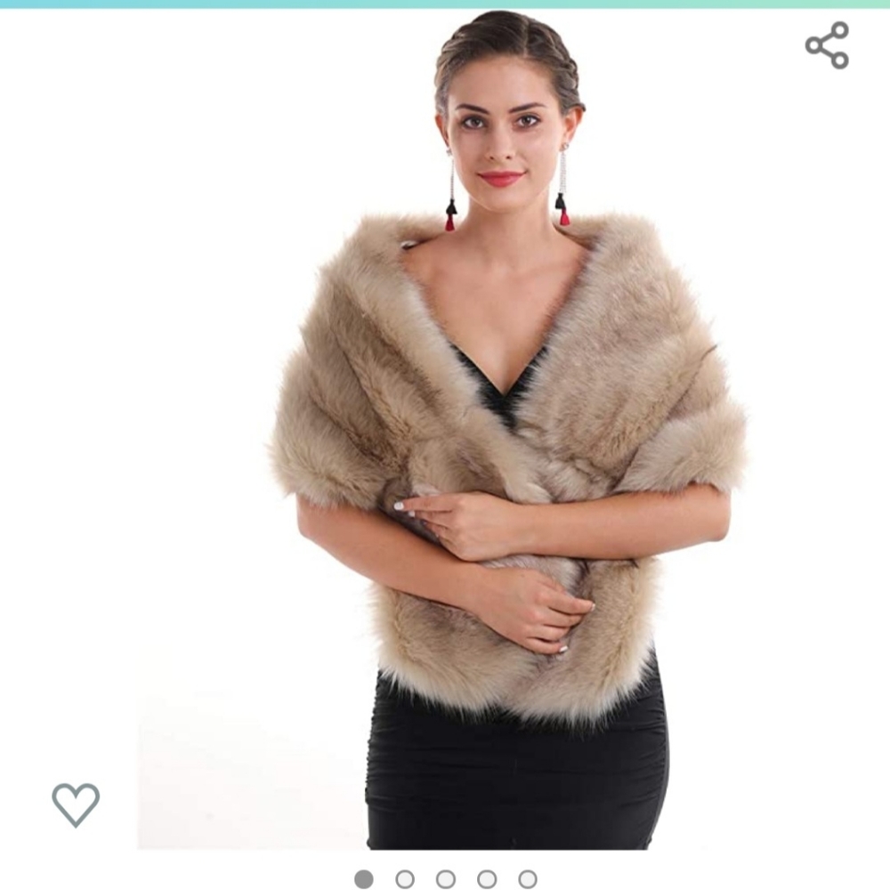 Faux Fur Tan Biege Shawl